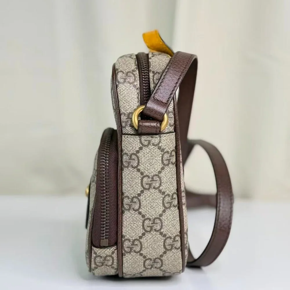 Gucci GG Logo Supreme Vintage Neo Shoulder Bag Crossbody with Gold Lion Emblem